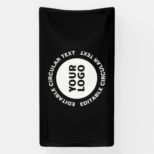 編集可能な円形テキストテンプレート & ロゴ 横断幕 (縦)