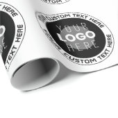 編集可能な円形テキスト & ロゴの差し替え | 黒と白のみ ラッピングペーパー (ロールコーナー)