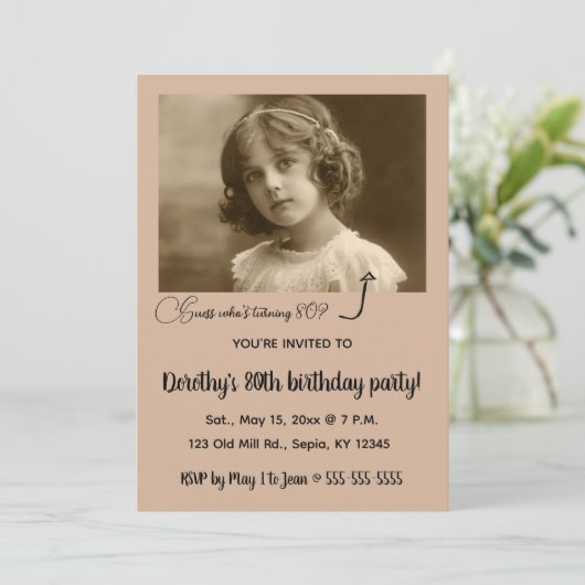 編集可能な写真の誕生日招待状カード 招待状 (スタンド正面)