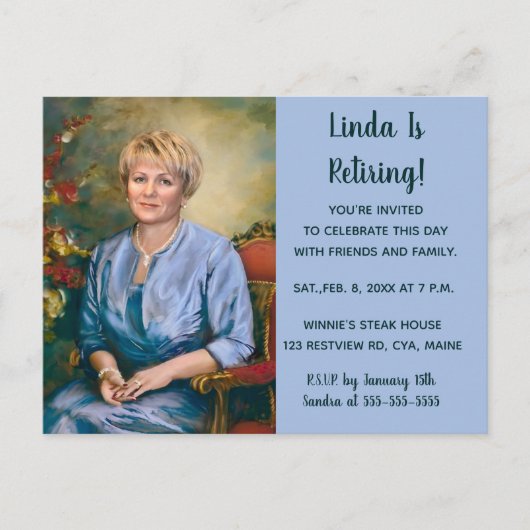 編集可能な写真の除・売却パーティの招待状 インビテーションポストカード (正面)