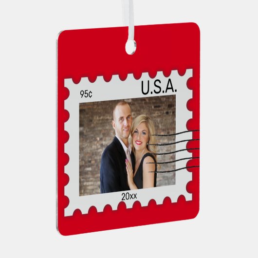 編集可能な写真切手メタルオーナメント メタルオーナメント (正面右)