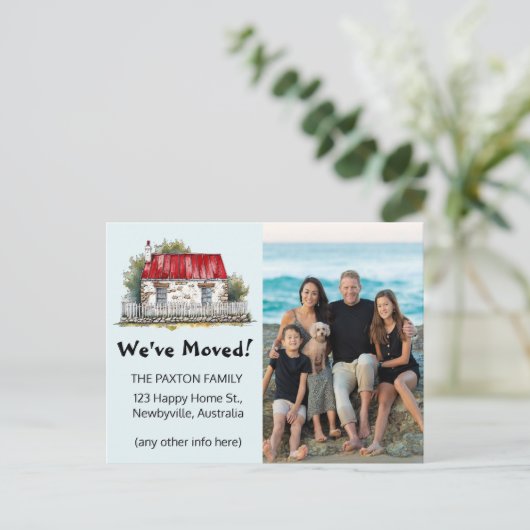 編集可能な写真引っ越しました 案内ポストカード (スタンド正面)