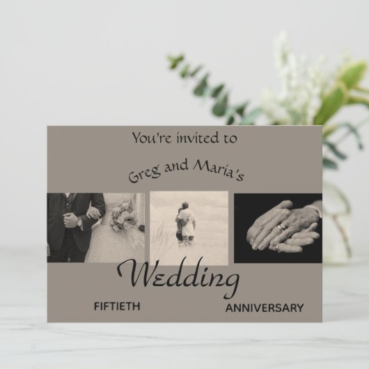 編集可能な写真結婚の記念日 招待状 (スタンド正面)