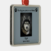 編集可能な写真 ペットの足跡が私たちの心に メタルオーナメント (右)