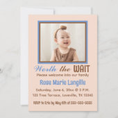 編集可能な写真 養子縁組 お祝い パーティー 招待状 (正面)