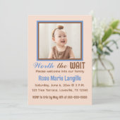 編集可能な写真 養子縁組 お祝い パーティー 招待状 (スタンド正面)