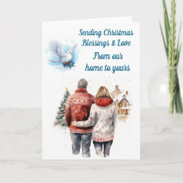 編集可能な冬のカップル用クリスマスカード カード