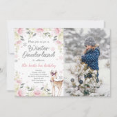 編集可能な冬のワンダーランドの写真招待状 招待状 (正面)