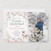 編集可能な冬のワンダーランドの写真招待状 招待状 (正面)