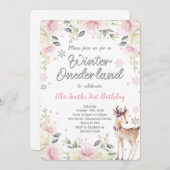 編集可能な冬の不思議の国の誕生日招待状 招待状 (正面/裏面)