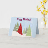 編集可能な冬の木のクリスマスカード - 幸せな休暇 カード (黄色い花)