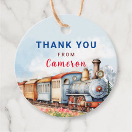 編集可能な列車の円ありがとうラベル列車 フェイバータグ