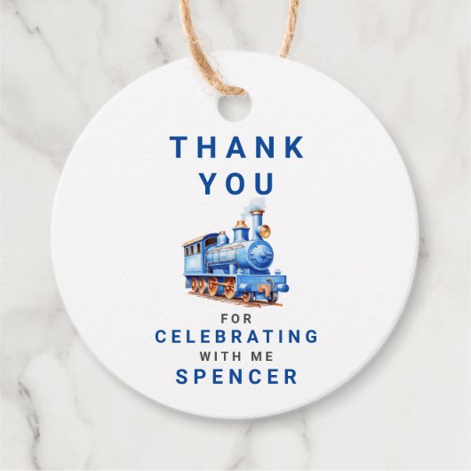 編集可能な列車の円ありがとうラベル列車 フェイバータグ (正面)