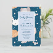 編集可能な動物サファリジャングルブルーベビーシャワー 招待状 (スタンド正面)