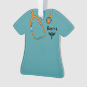 編集可能な医療用スクラブルカドゥセウス名クリスマス オーナメント (正面)