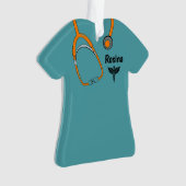 編集可能な医療用スクラブルカドゥセウス名クリスマス オーナメント (正面)