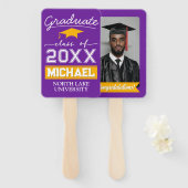 編集可能な卒業ガーデンフラグ名と学校名 ハンドファン (正面&裏面)