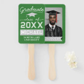 編集可能な卒業ガーデンフラグ名と学校名 ハンドファン (正面&裏面)