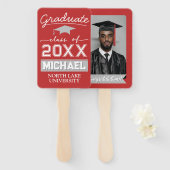 編集可能な卒業ガーデンフラグ名と学校名 ハンドファン (正面&裏面)