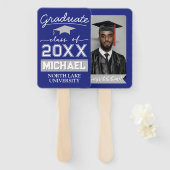 編集可能な卒業ガーデンフラグ名と学校名 ハンドファン (正面&裏面)