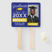 編集可能な卒業ガーデンフラグ名と学校名 ハンドファン (正面&裏面)