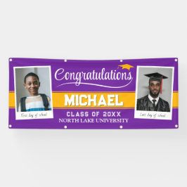 編集可能な卒業バナーその後と今すぐ写真を表示 横断幕