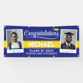 編集可能な卒業バナーその後と今すぐ写真を表示 横断幕