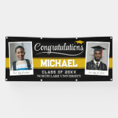 編集可能な卒業バナー Then and Now 写真付き 横断幕 (横)