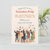 編集可能な卒業パーティー 招待状 (スタンド正面)