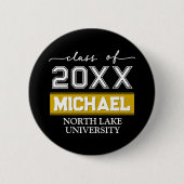 編集可能な卒業ボタン（名前と学校） 缶バッジ (正面)