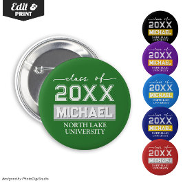 編集可能な卒業ボタン（名前と学校） 缶バッジ