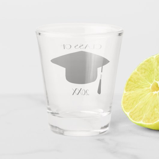 編集可能な卒業帽子 ショットグラス (裏面)