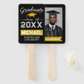 編集可能な卒業式ハンドファン（名前&スクール付き） ハンドファン (正面&裏面)