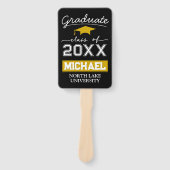 編集可能な卒業式ハンドファン（名前&スクール付き） ハンドファン (正面)