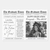 編集可能な卒業新聞フラワーブーケ ラッピングペーパーシート (正面)