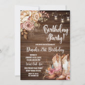 編集可能な南西の素朴な女性のカーボーイ誕生日のinvi 招待状 (正面)