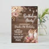 編集可能な南西の素朴な女性のカーボーイ誕生日のinvi 招待状 (スタンド正面)