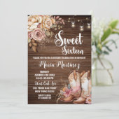 編集可能な南西部の素地女性のカーボーイSweet sixteen 招待状 (スタンド正面)