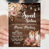 編集可能な南西部の素地女性のカーボーイSweet sixteen 招待状