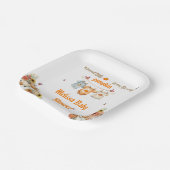 編集可能な印刷可能な甘い小さなカボチャ赤ちゃんシャワー ペーパープレート (傾斜あり)