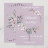 編集可能な印刷用結婚式招待状テンプレート 招待状 (正面/裏面)