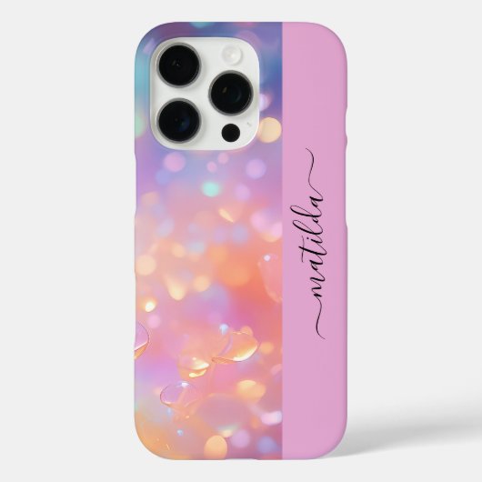 編集可能な名前きらめく《写真》ぼけ味カラフルプリズム Case-Mate iPhoneケース (裏面)