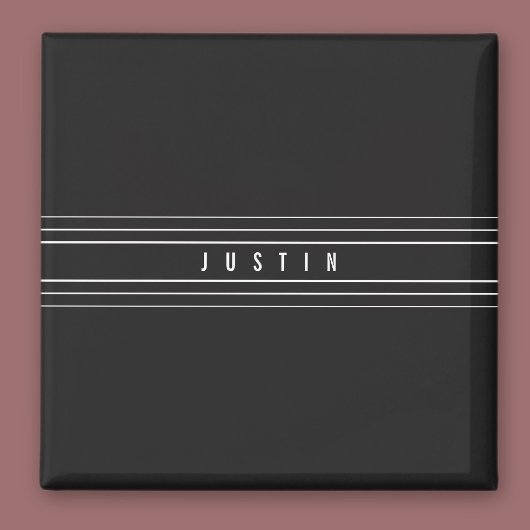 編集可能な名前とジオメトリストライプのオプション |黒と白 マグネット