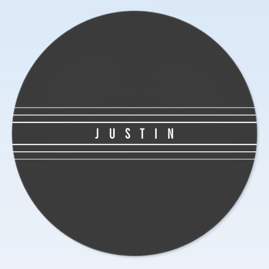 編集可能な名前とジオメトリストライプのオプション |黒と白 ラウンドシール