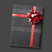 編集可能な名前とジオメトリストライプのオプション |黒と白 ラッピングペーパー