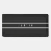 編集可能な名前とジオメトリストライプのオプション |黒と白 横断幕 (横)