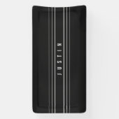 編集可能な名前とジオメトリストライプのオプション |黒と白 横断幕 (縦)