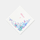 編集可能な名前と年齢のナプキン | 冬の森の赤ちゃん スタンダードカクテルナプキン (角)