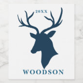 編集可能な名前と年 |バック、鹿 ワインラベル (シングルラベル)