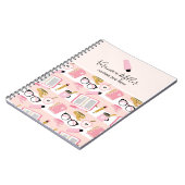 編集可能な名前のピンクスクールガールノートブック ノートブック (左側)